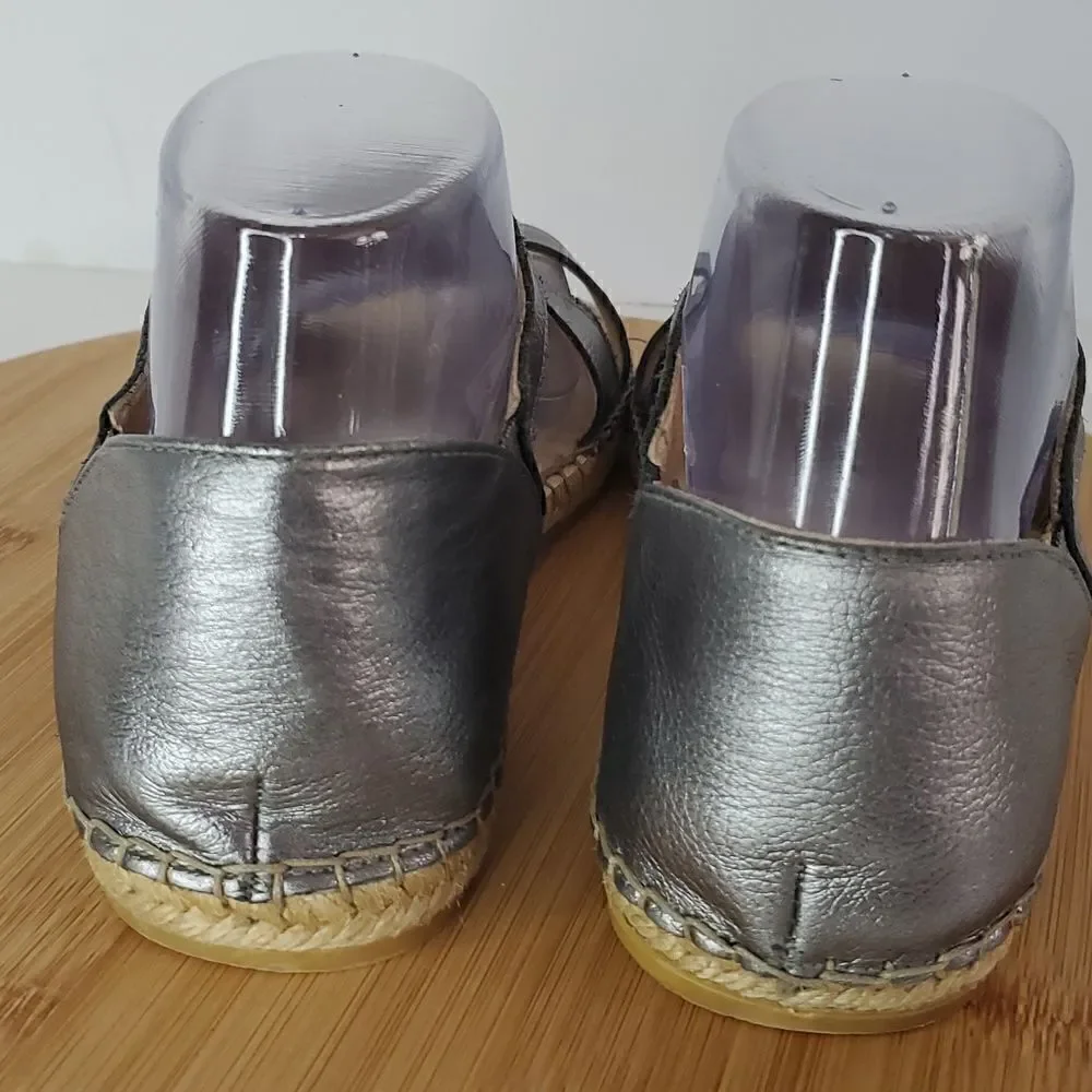 Laro Beach Metallic Pewter Espadrilles Women's Size 40